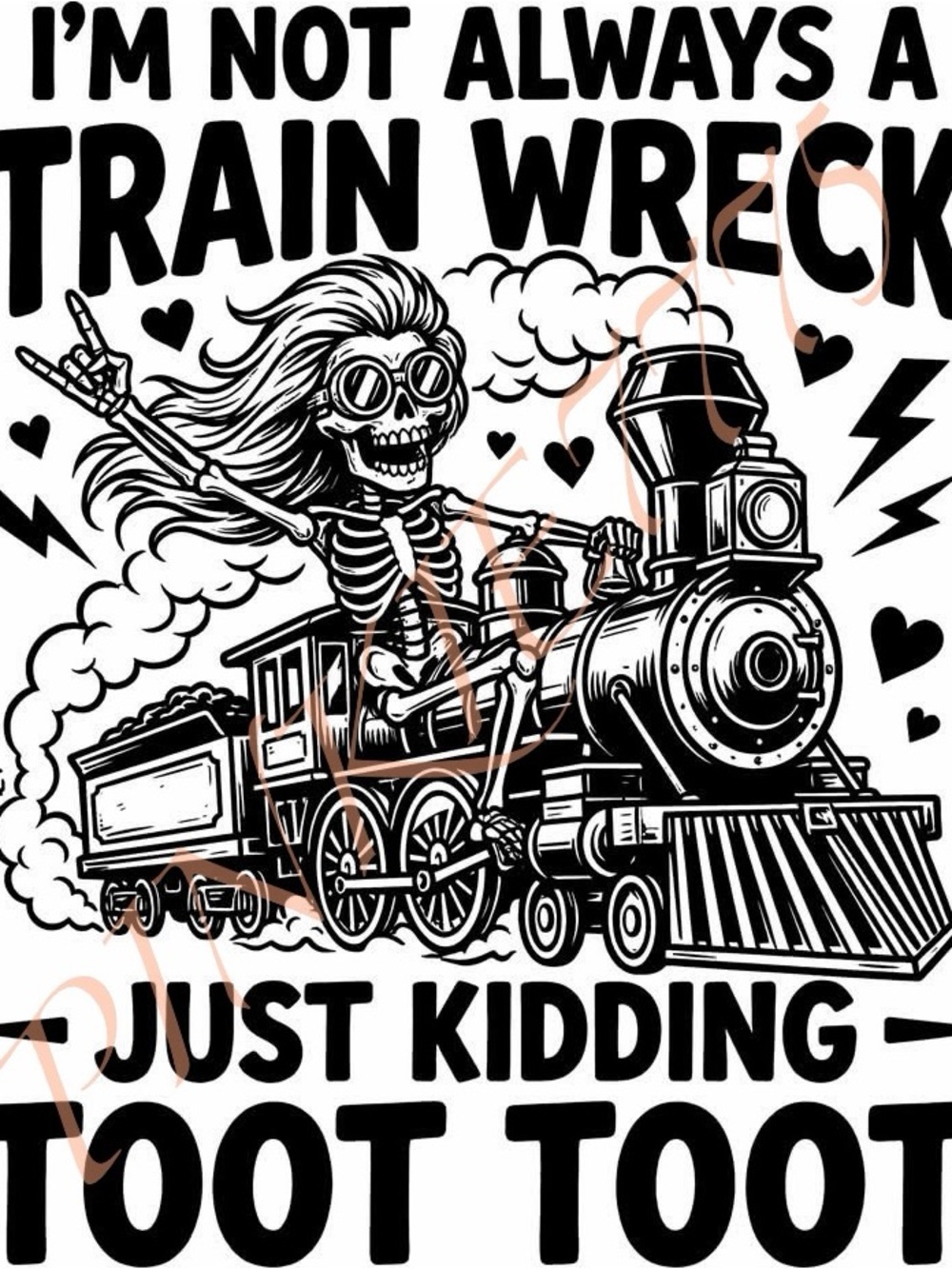 Skeleton Train Wreck kitchen towel handcrafted by Pinkie